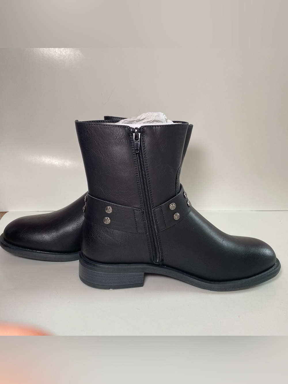 NEW Frye & Co. Women's Black Moto Harness Boots with Stud Detail size 9 - Picture 6 of 7